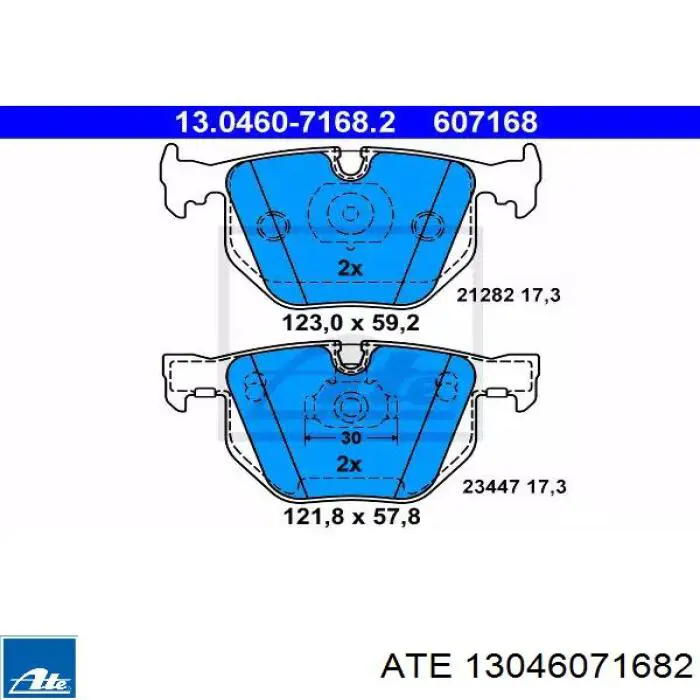 Задние тормозные колодки 13046071682 ATE