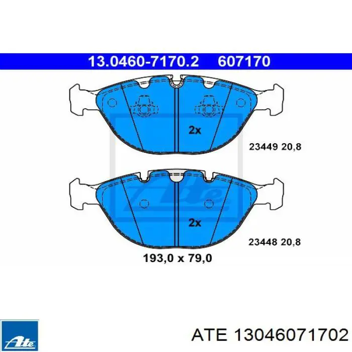 Передние тормозные колодки 13046071702 ATE