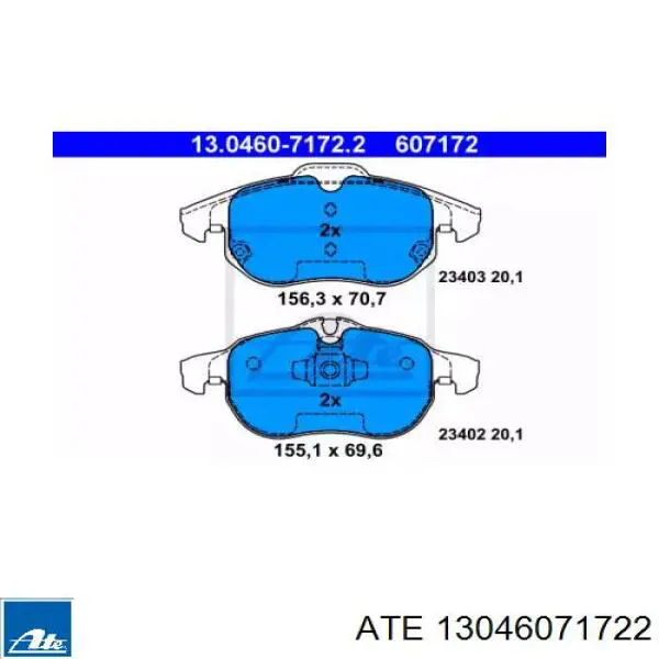 Колодки ATE 13046071722 цена, от 39.60 USD