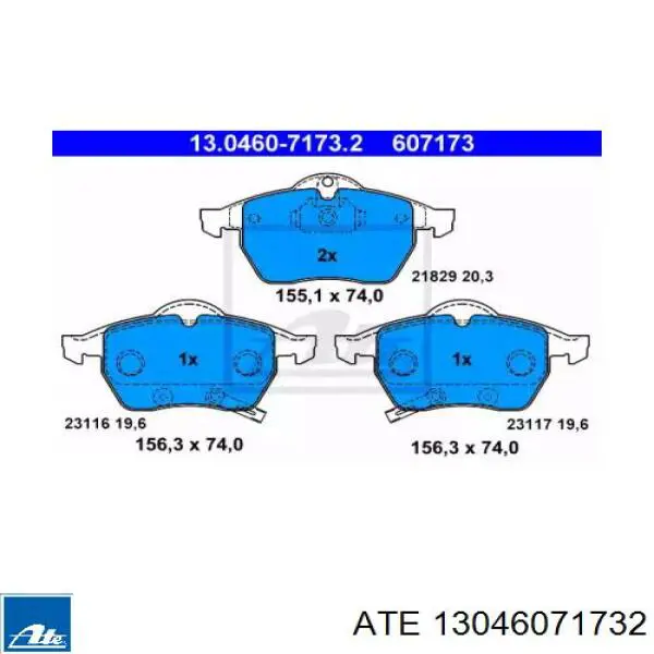 Передние тормозные колодки 13046071732 ATE