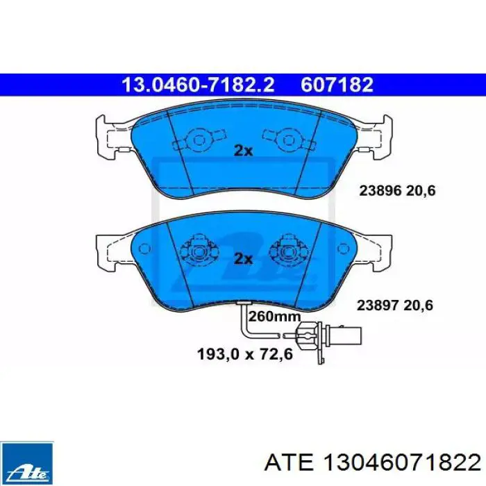 Передние тормозные колодки 13046071822 ATE