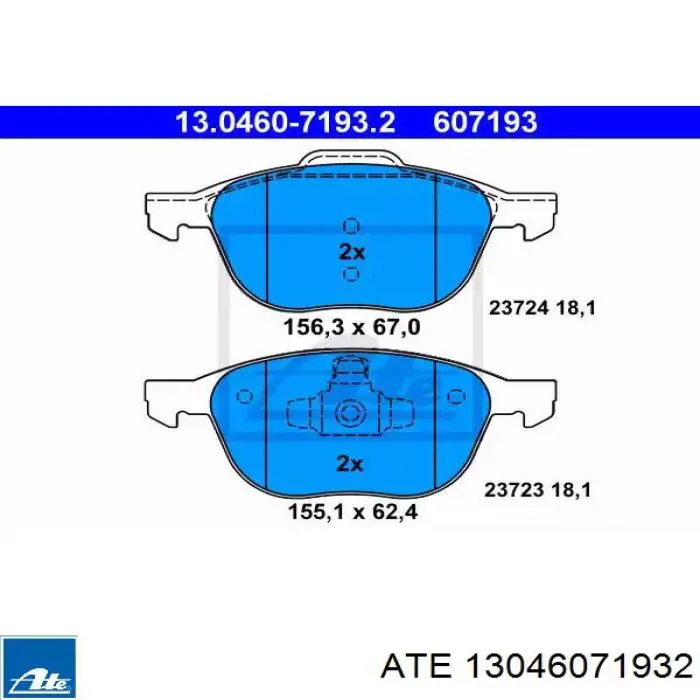 Колодки гальмівні передні, дискові 13046071932 ATE