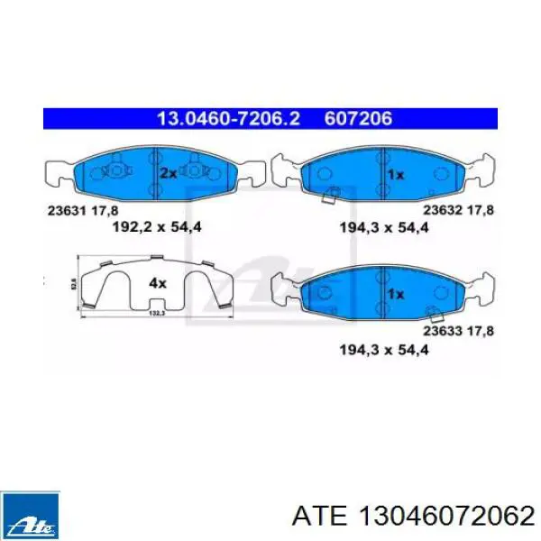 Передние тормозные колодки 13046072062 ATE