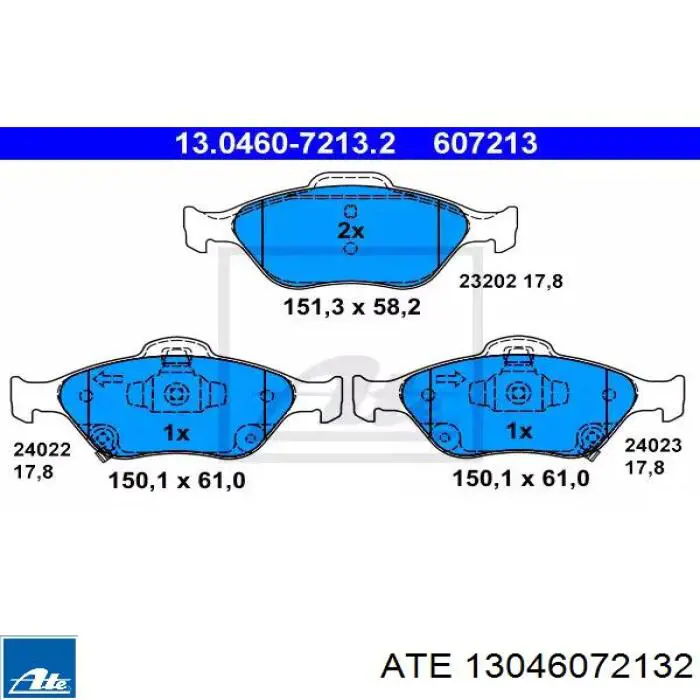 Передние тормозные колодки 13046072132 ATE