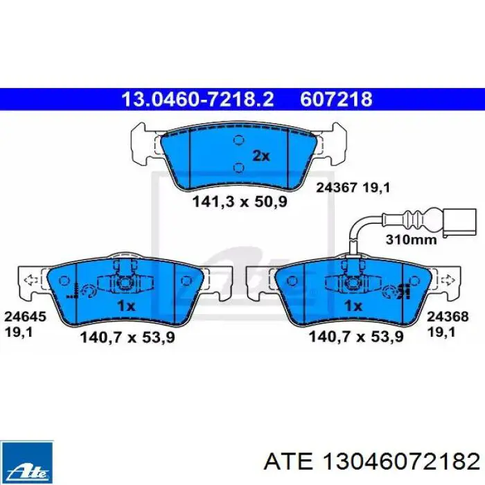 Задние тормозные колодки 13046072182 ATE