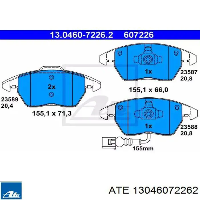 Передние тормозные колодки 13046072262 ATE