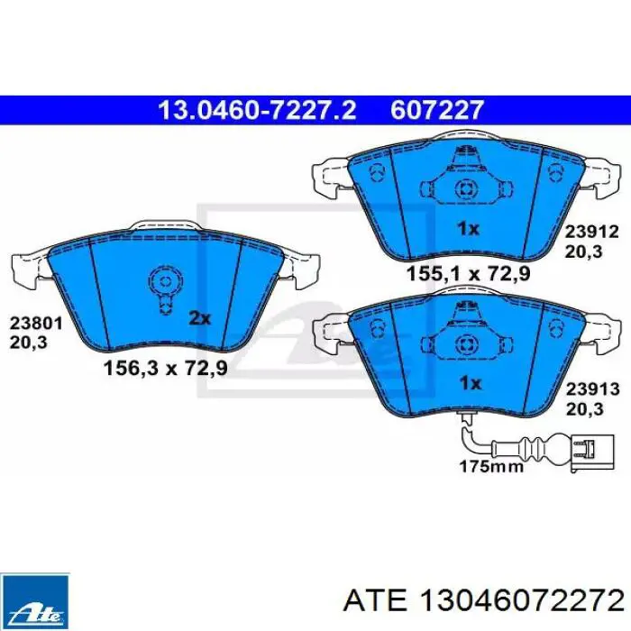 Передние тормозные колодки 13046072272 ATE