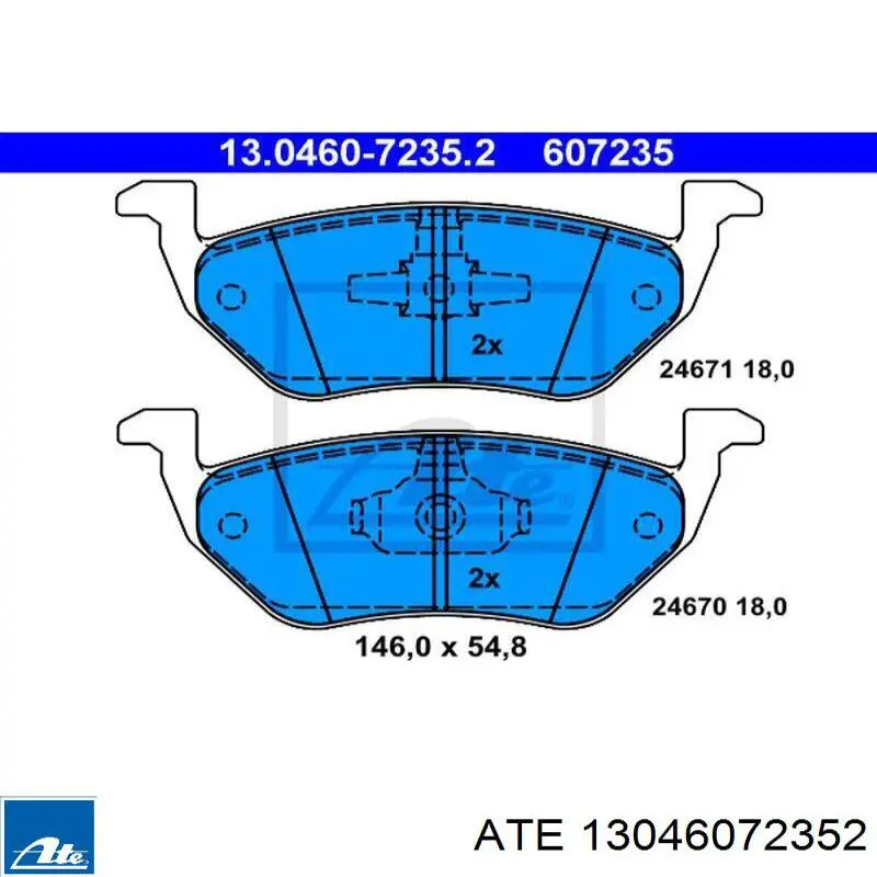 Задние тормозные колодки 13046072352 ATE
