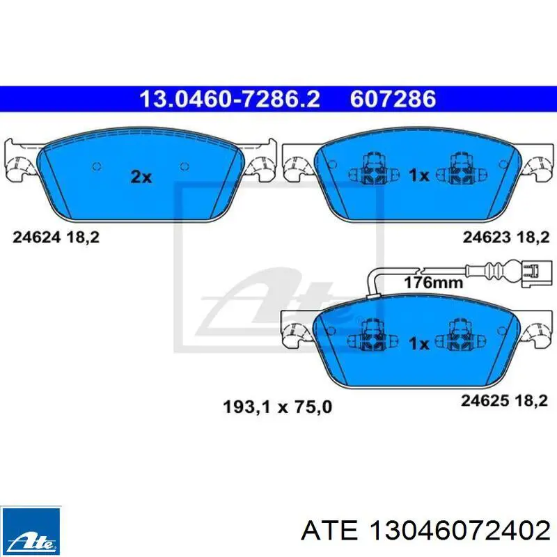 Compre 13046072402 ATE Sapatas do freio dianteiras de disco