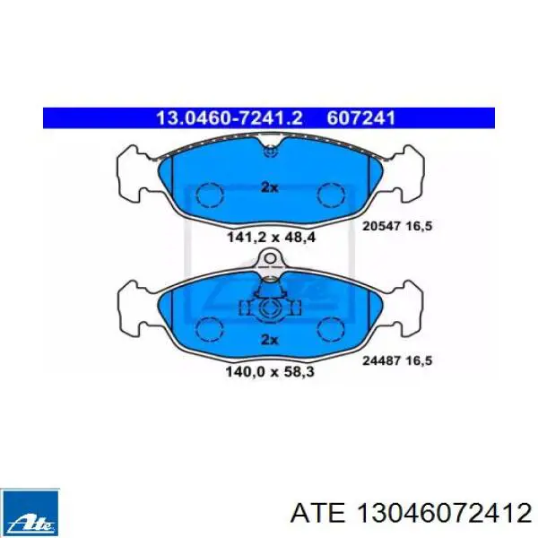 Задние тормозные колодки 13046072412 ATE