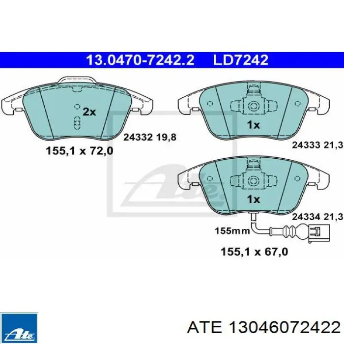 Колодки ATE 13046072422 цена, от 71.44 USD