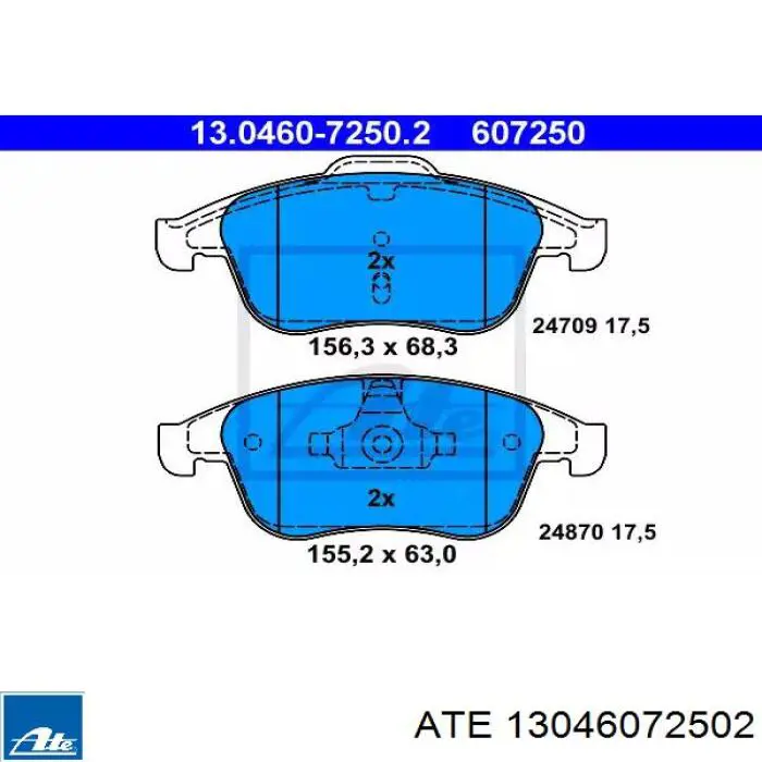 Передние тормозные колодки 13046072502 ATE