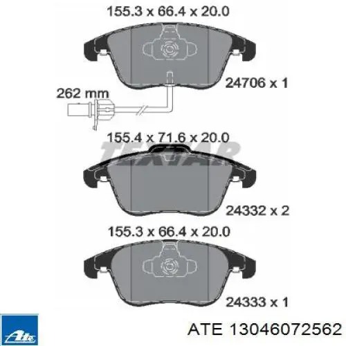 Колодки ATE 13046072562 цена, от 74.48 USD