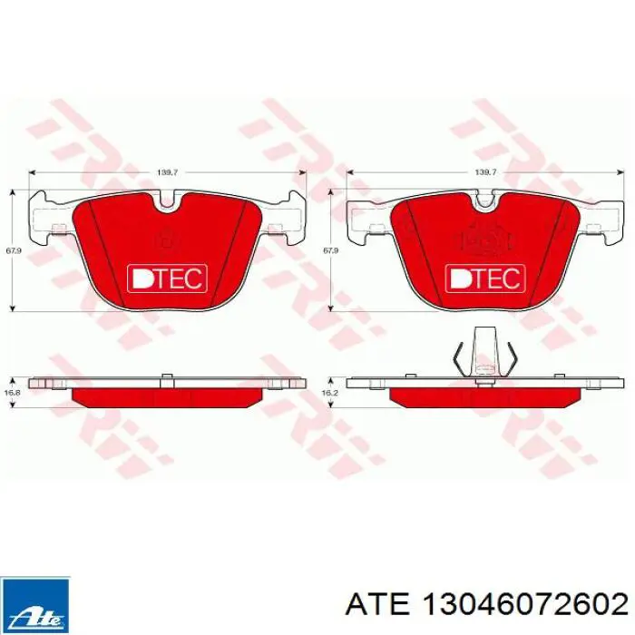 Колодки дисковые  ATE 13046072602 цена, от 87.98 USD