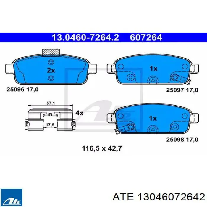 Задние тормозные колодки 13046072642 ATE