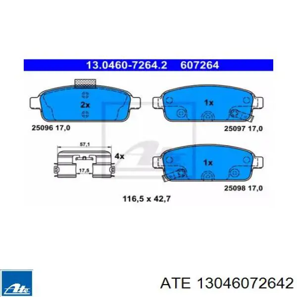 Колодки дисковые  ATE 13046072642 цена, от 34.52 USD