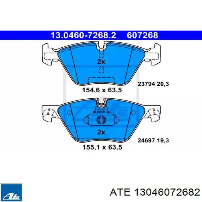 Передние тормозные колодки 13046072682 ATE
