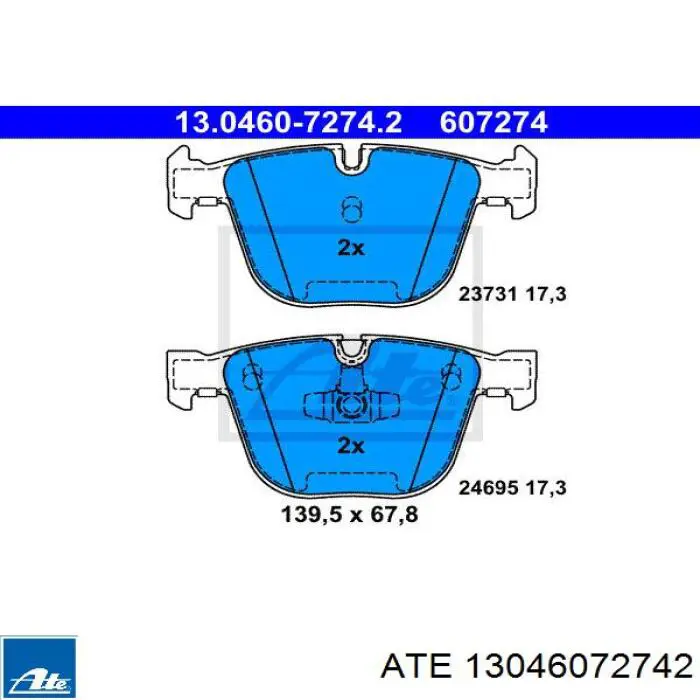 Задние тормозные колодки 13046072742 ATE
