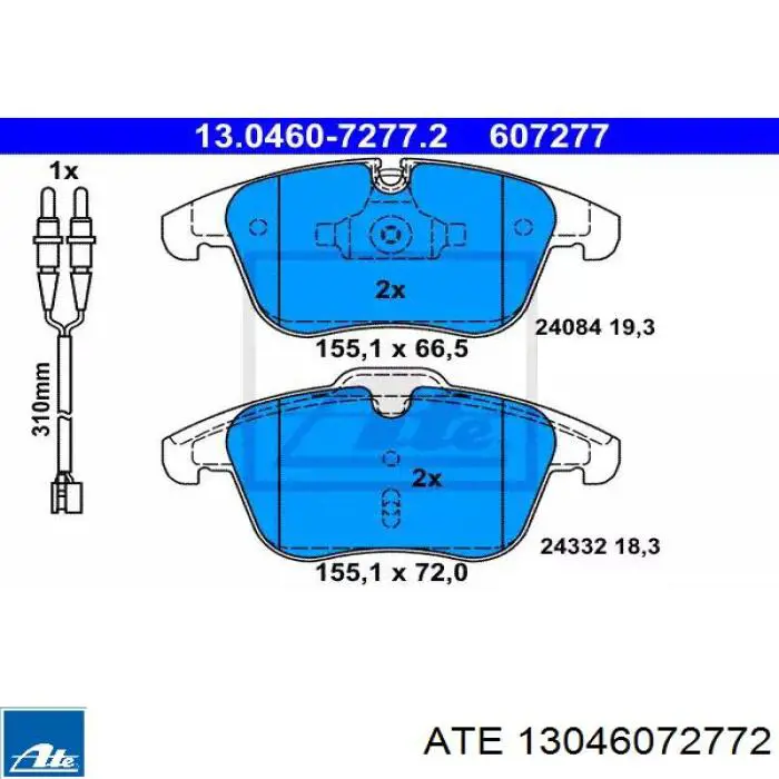 Передние тормозные колодки 13046072772 ATE