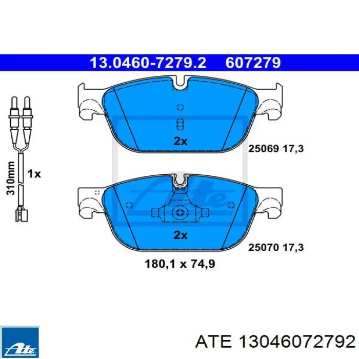 Передние тормозные колодки 13046072792 ATE