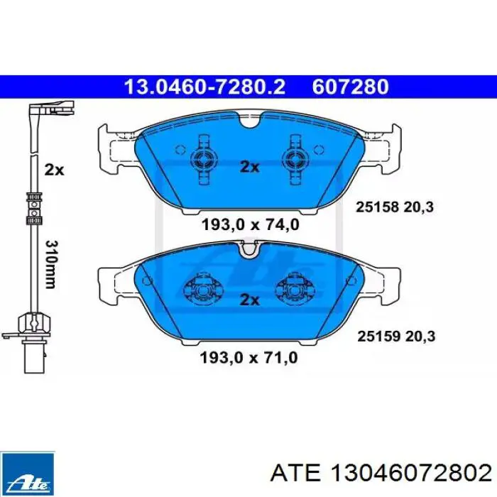 13.0460-7280.2 ATE передние тормозные колодки