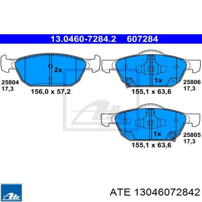 Колодки гальмівні передні, дискові 13046072842 ATE