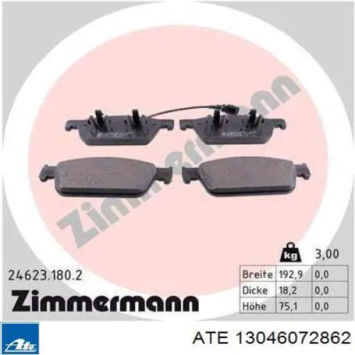 Колодки ATE 13046072862 цена, от 113.61 USD