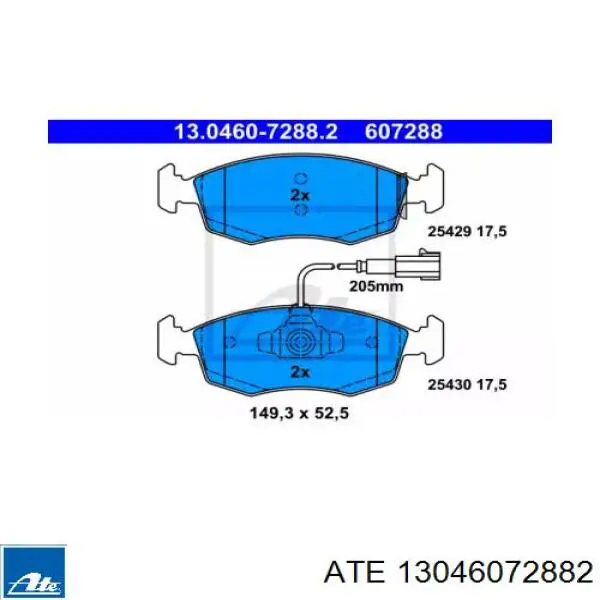 Передние тормозные колодки 13046072882 ATE