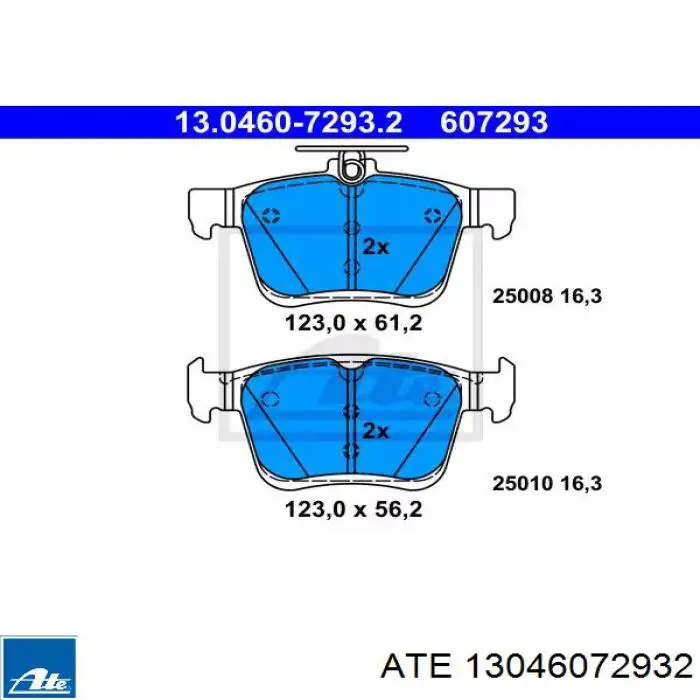 Задние тормозные колодки 13046072932 ATE