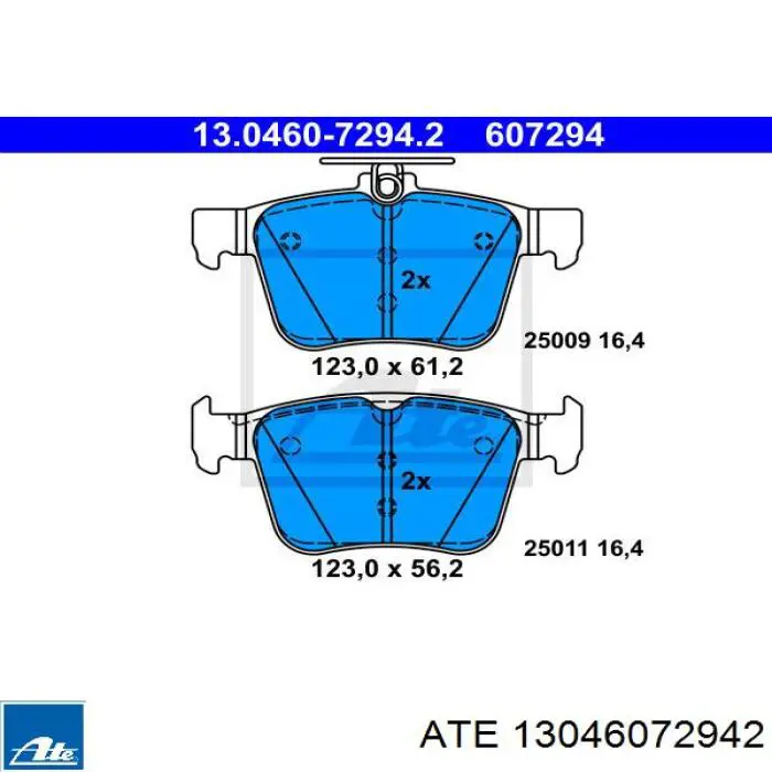 Колодки гальмові задні, дискові 13046072942 ATE