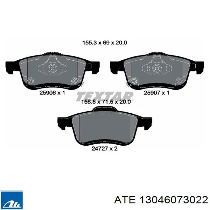 Передние тормозные колодки 13046073022 ATE