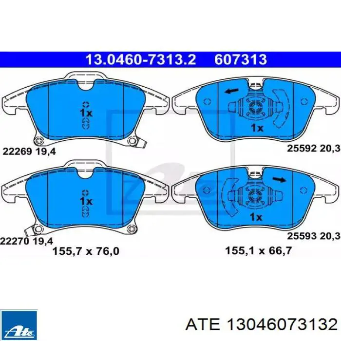 Передние тормозные колодки 13046073132 ATE