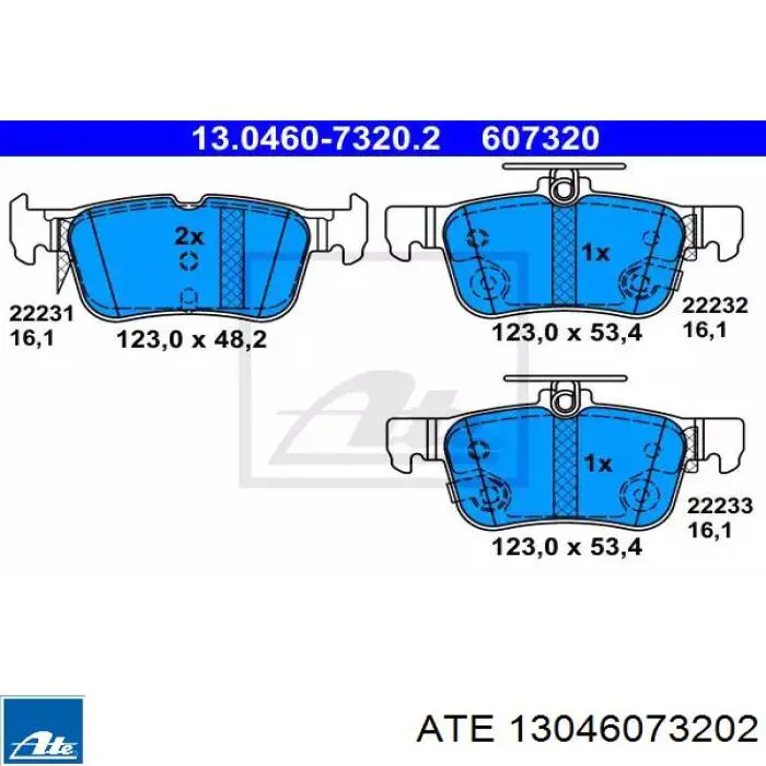 Задние тормозные колодки 13046073202 ATE