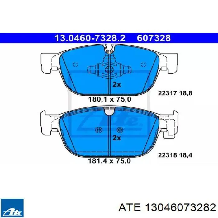 Передние тормозные колодки 13046073282 ATE