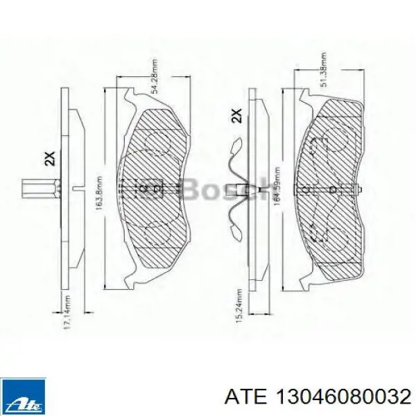 Передние тормозные колодки 13046080032 ATE