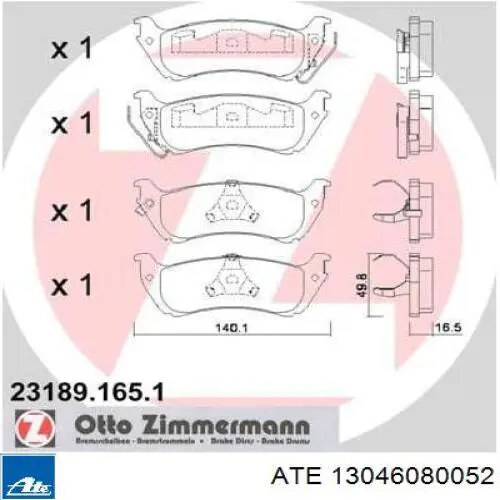 Колодки дисковые  ATE 13046080052 цена, от 31.11 USD