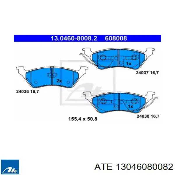 Задние тормозные колодки 13046080082 ATE