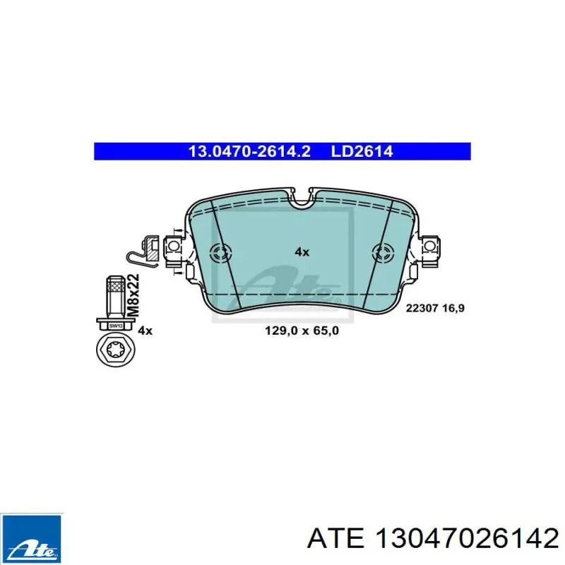 13047026142 ATE sapatas do freio traseiras de disco