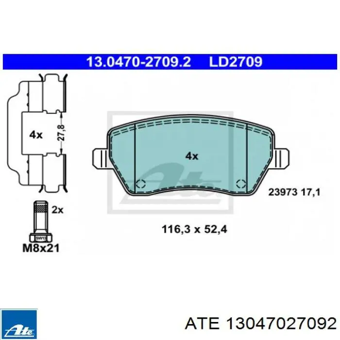 Колодки ATE 13047027092 цена, от 23.46 USD