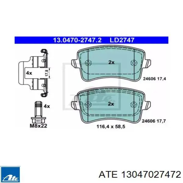 Колодки дисковые  ATE 13047027472 цена, от 40.95 USD