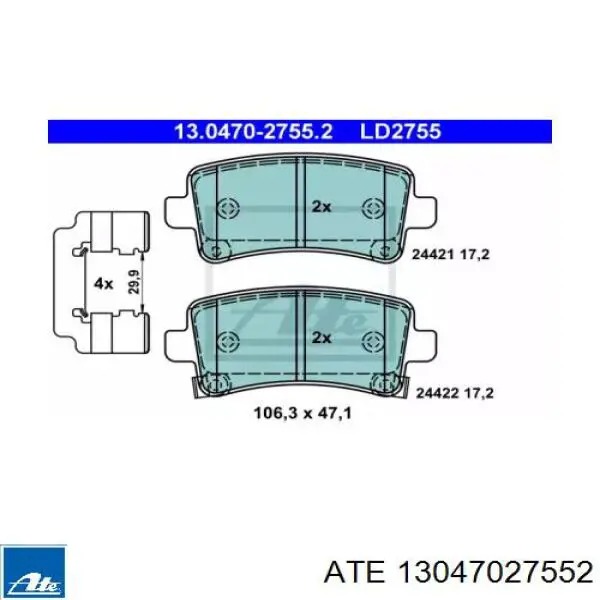 Колодки дисковые  ATE 13047027552 цена, от 22.56 USD