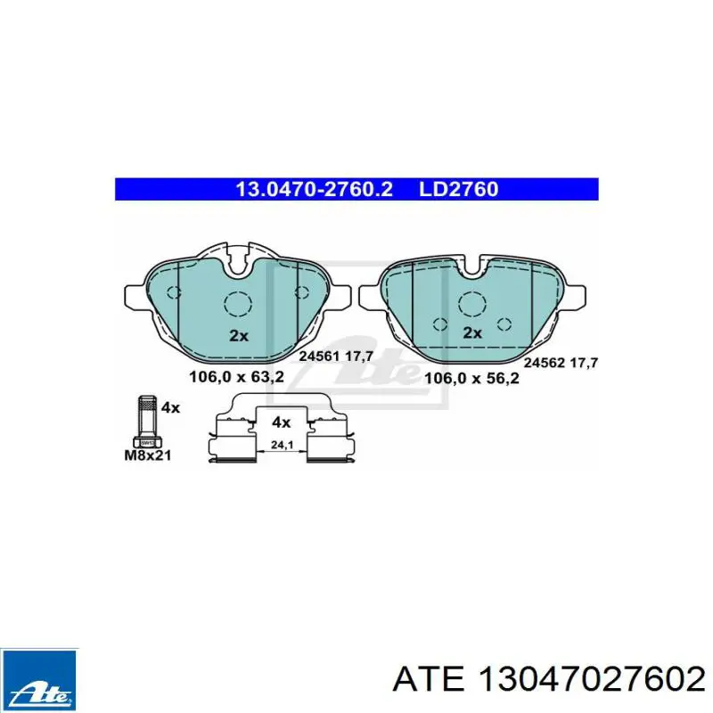 Колодки дисковые  ATE 13047027602 цена, от 98.29 USD