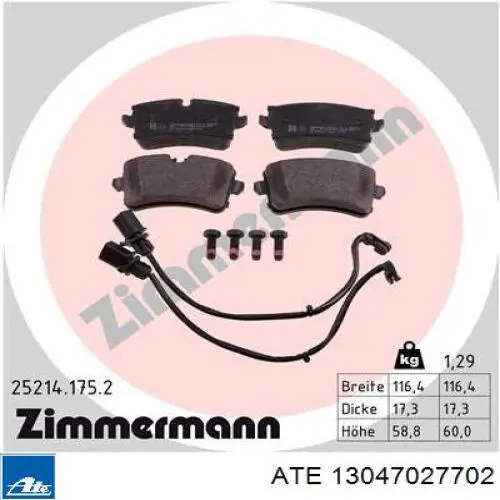 Колодки дисковые  ATE 13047027702 цена, от 103.15 USD