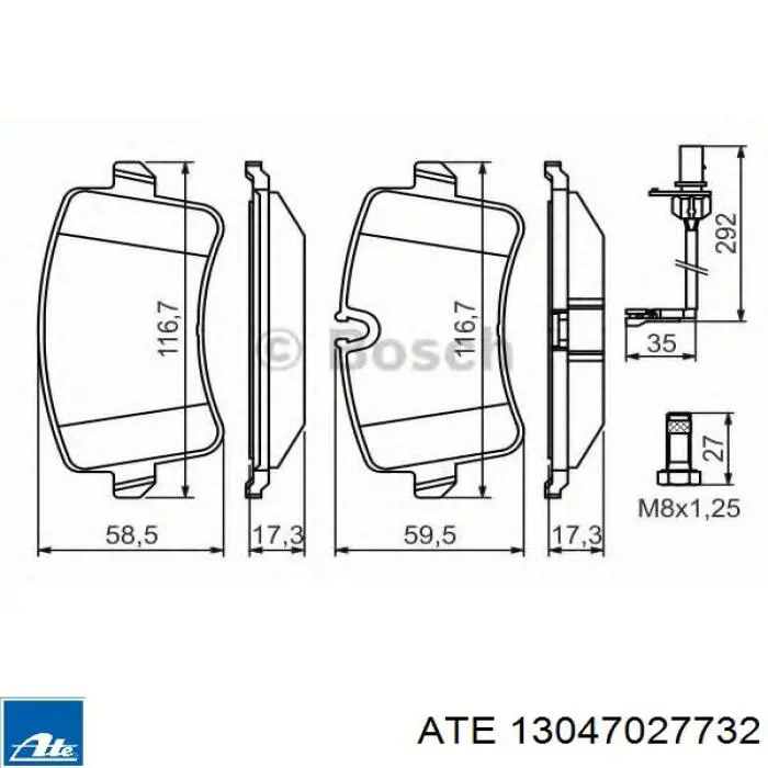 Задние дисковые колодки ATE 13047027732