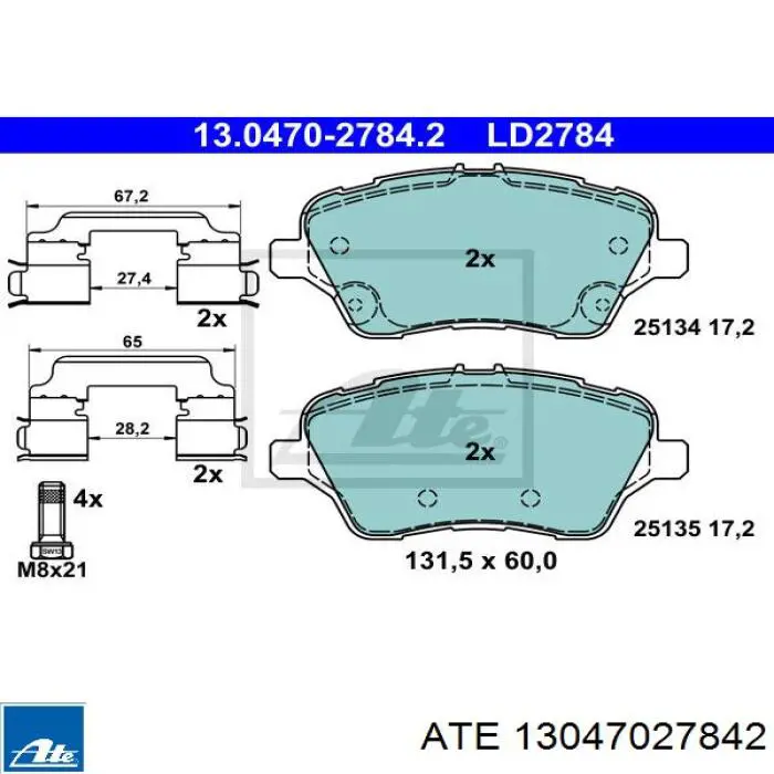 Колодки ATE 13047027842 цена, от 37.20 USD
