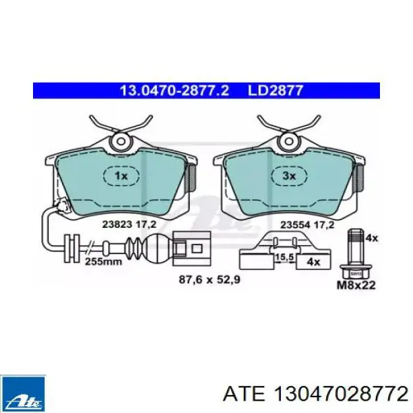 Задние тормозные колодки 13047028772 ATE