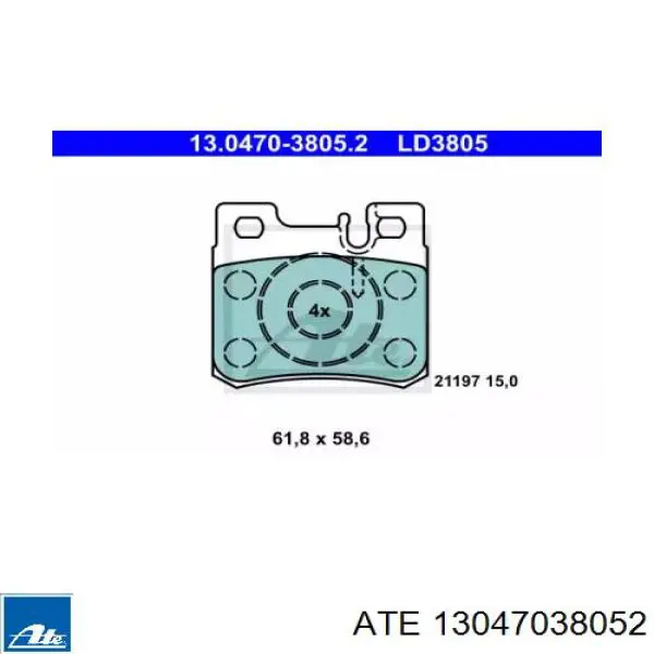 13047038052 ATE колодки тормозные задние дисковые
