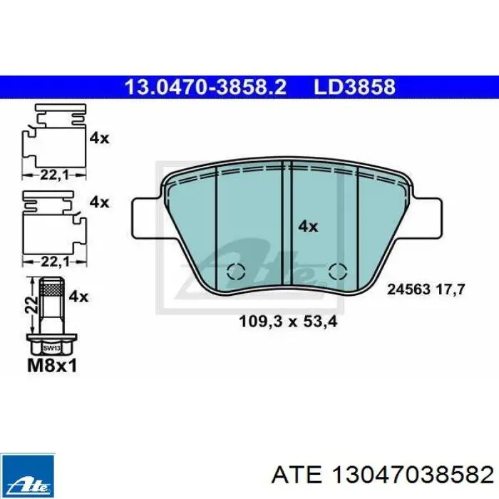 Колодки дисковые  ATE 13047038582 цена, от 25.37 USD