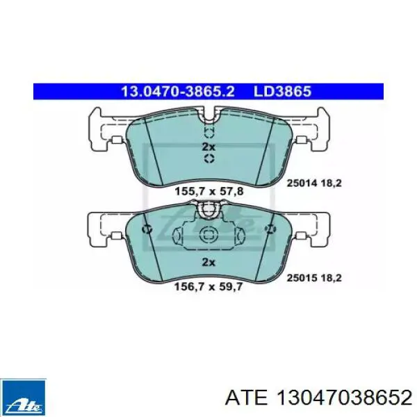 Передние тормозные колодки 13047038652 ATE