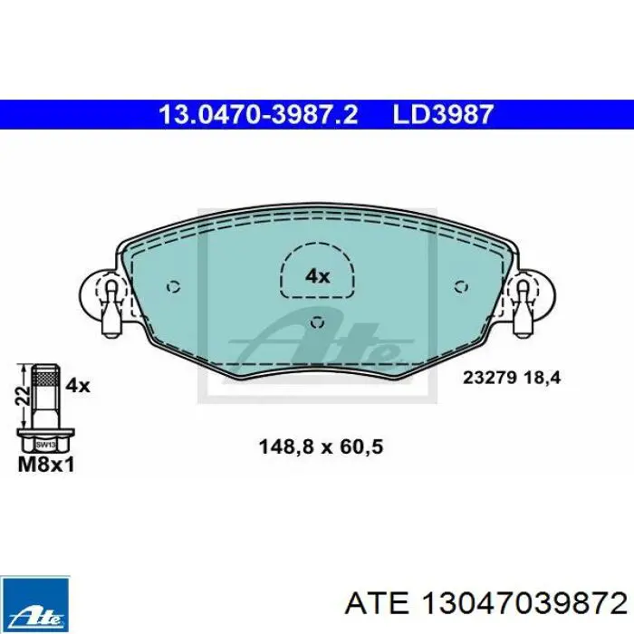 Передние тормозные колодки 13047039872 ATE